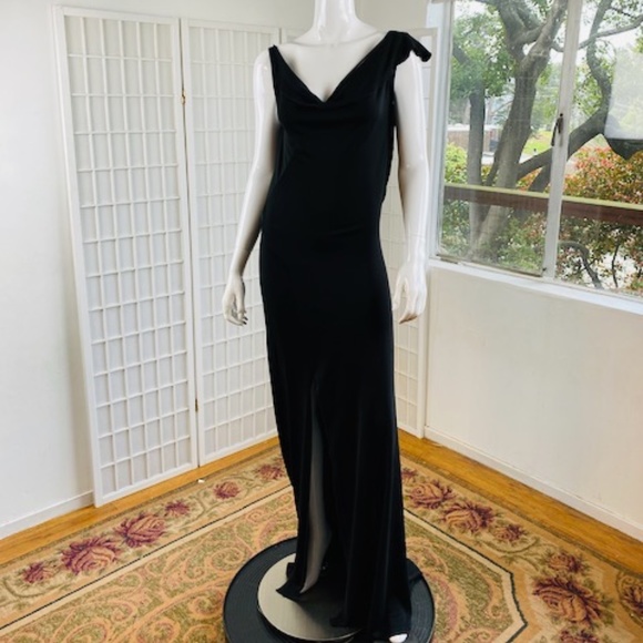 Vintage CALVIN TRAN Silk Jersey Dress w/Train, 4 / 6. - Picture 1 of 9